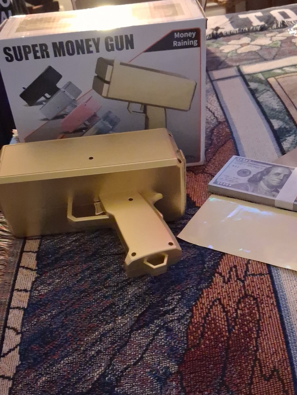 Gold Super Money Gun - Party Cash Blaster